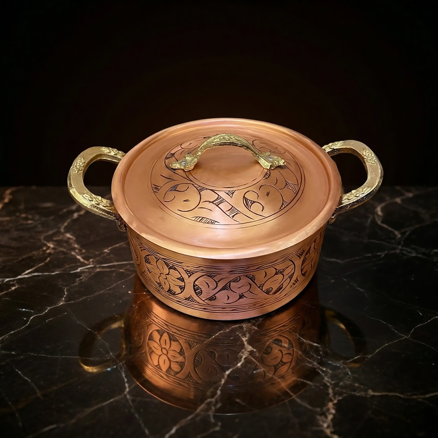 İşlemeli Bakır Pilav Tenceresi