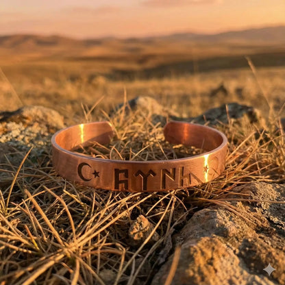 Göktürk Sembollü El Yapımı Bakır Bileklik