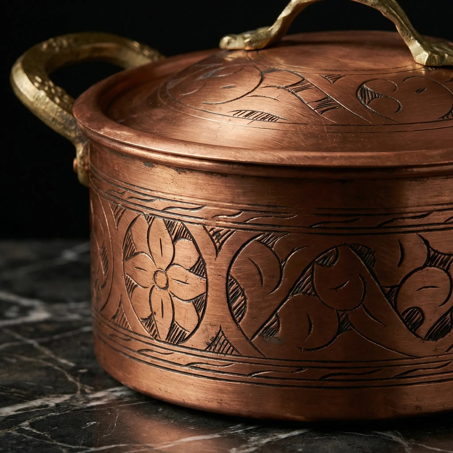 İşlemeli Bakır Pilav Tenceresi