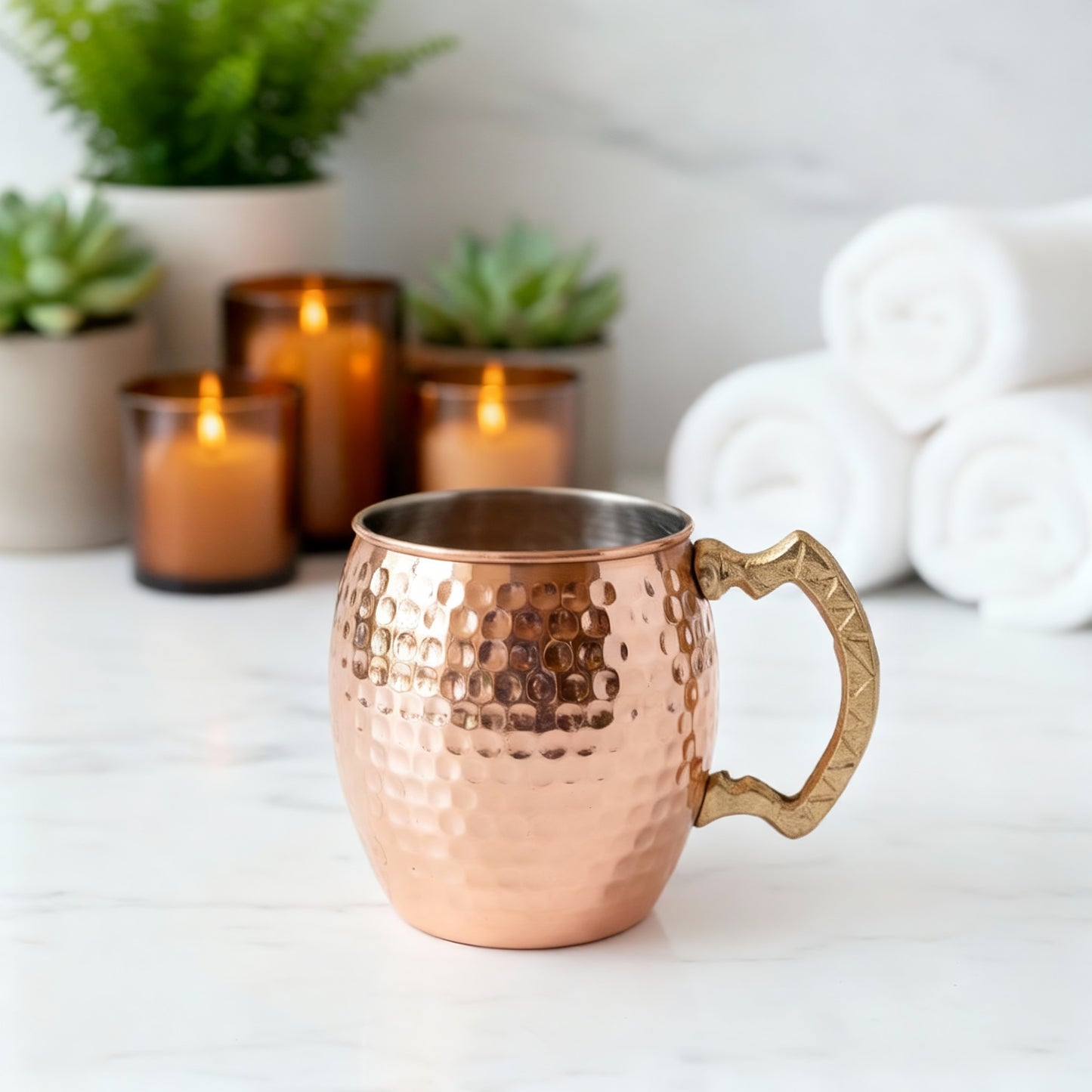 Bakır Kupa Bardak İşlemeli (350 ml)