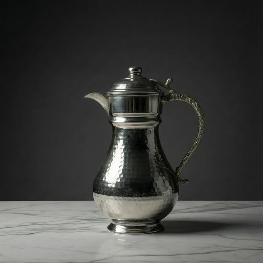 Kalaylı, Kapaklı Bakır Sürahi Gümüş Renk (2.5 Litre)