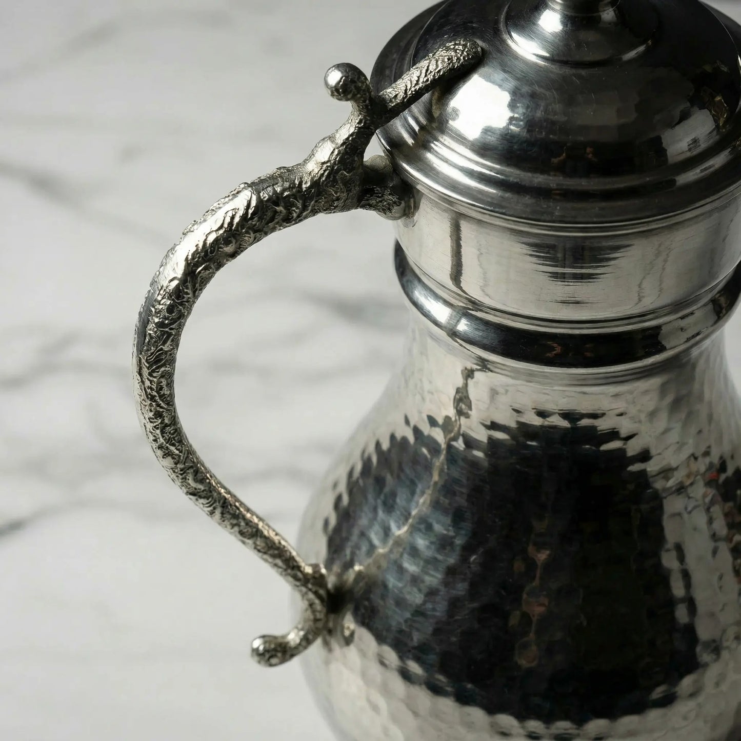 Kalaylı, Kapaklı Bakır Sürahi Gümüş Renk (2.5 Litre)