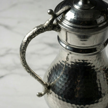 Kalaylı, Kapaklı Bakır Sürahi Gümüş Renk (2.5 Litre)