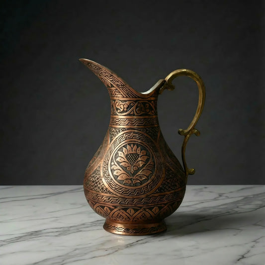 Ağır İşlemeli Bakır Sürahi (2 Litre)