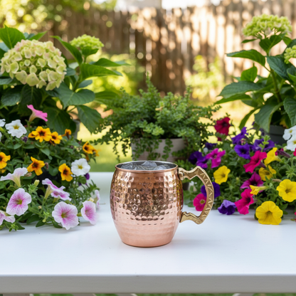 Bakır Kupa Bardak İşlemeli (350 ml)