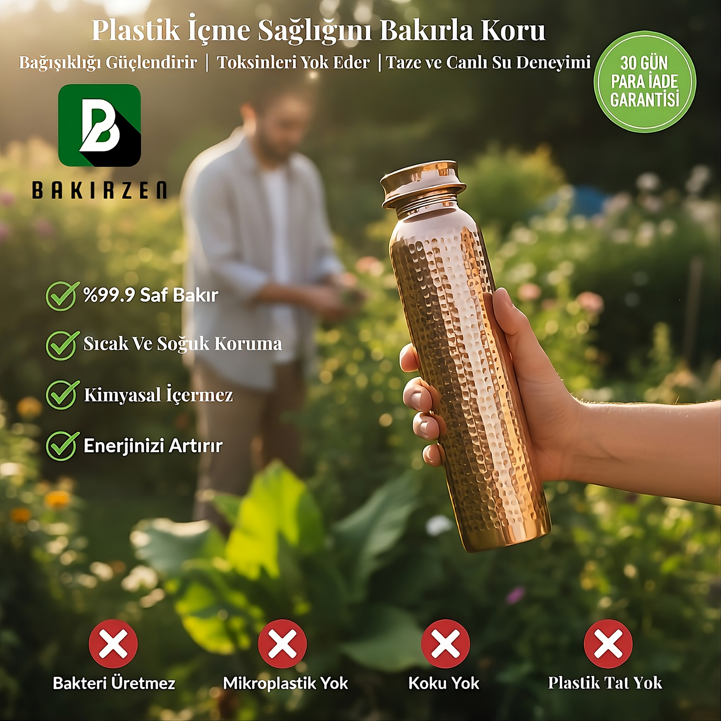 Kalaylı Saf Bakır Matara (700 ml)